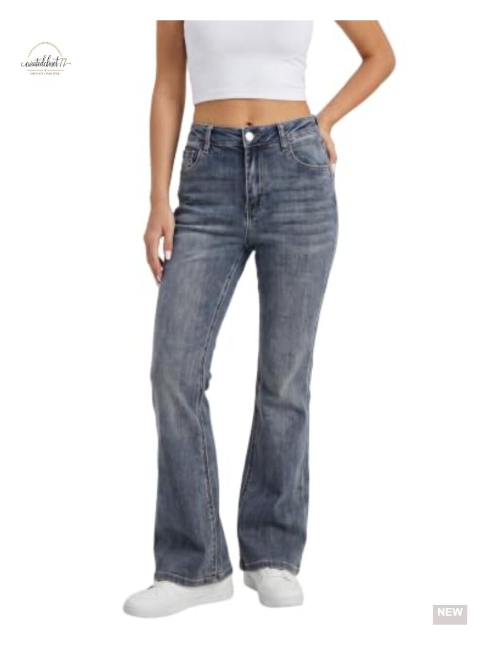 High Waisted Flare Jeans Stretchy Soft Denim Petite Bootcut